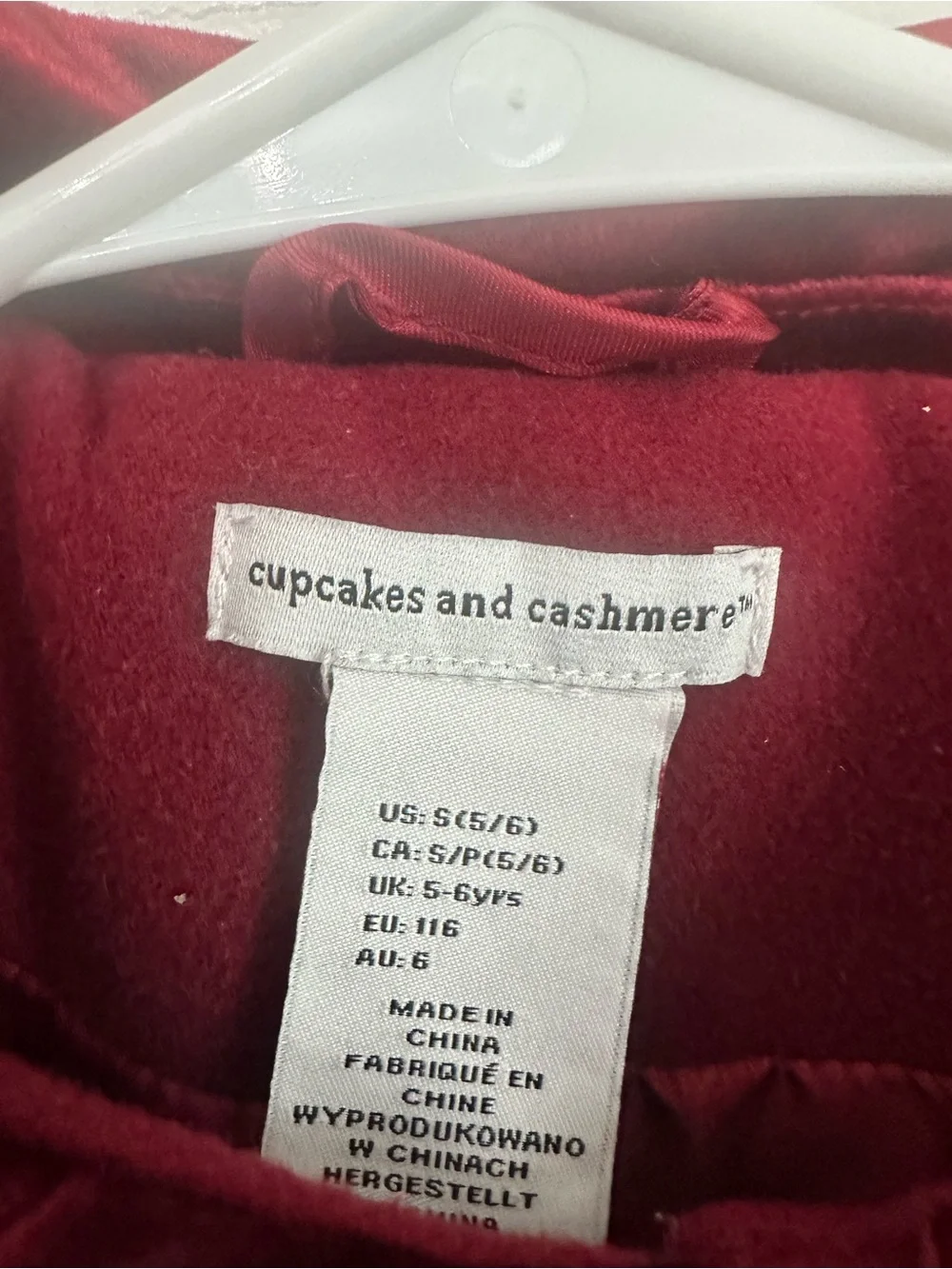 Vintage red Kids  holiday jacket by Cupcakes and Cashmere Size 5/6 Satin Collar